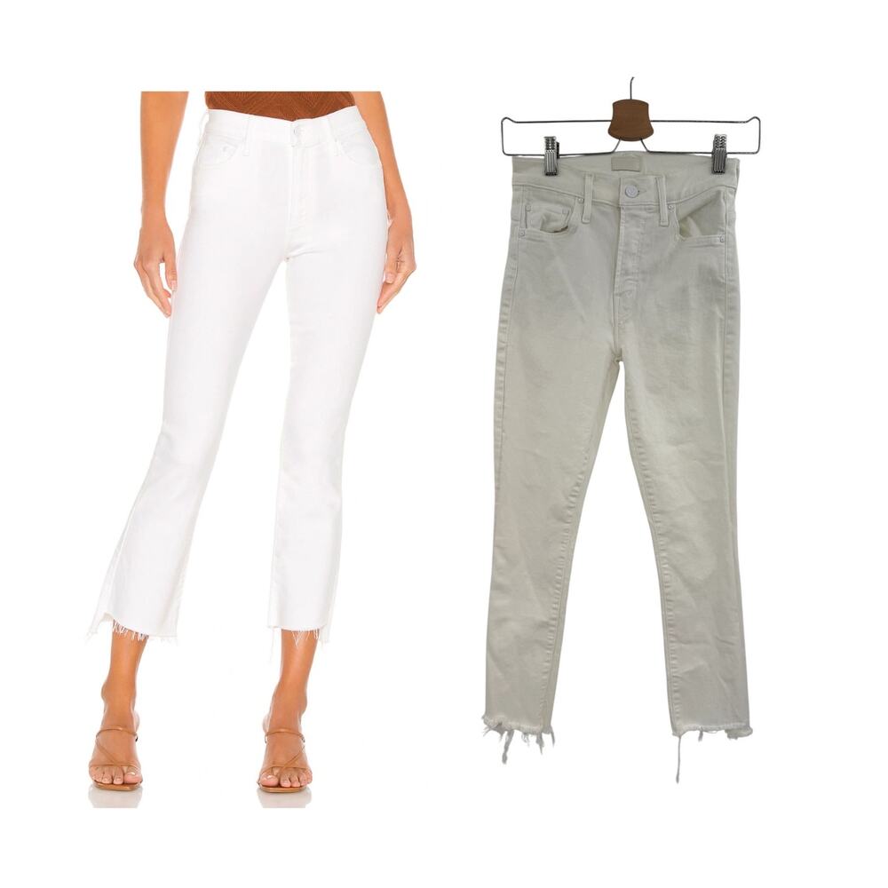 Mother The Insider Crop Step Fray‎ Jeans Fairest Of Them All White Denim Size 25